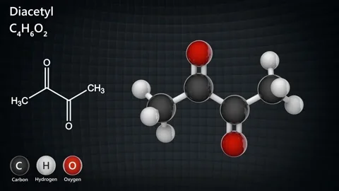 Diacetyl. C4H6O2. Seamless loop. Stock Footage 154399156