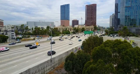 Diagnonal push in to freeway Stock Footage 114031815