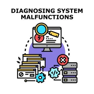 Diagnosing computer system malfunctions and troubleshooting problems イラスト素材