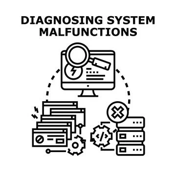 Diagnosing computer system malfunctions and troubleshooting problems 库存插图