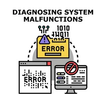 Diagnosing system malfunctions and computer errors concept Stock Illustration