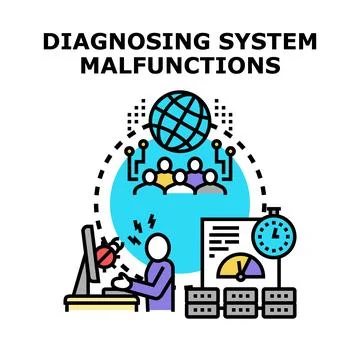 Diagnosing system malfunctions and problem fixing concept Stockillustratie