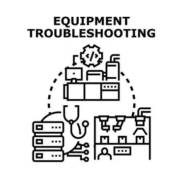 Diagnosing technical issues and equipment troubleshooting process イラスト素材