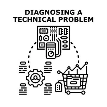 Diagnosing technical problem fixing software bug issues Illustrazione stock