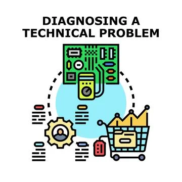 Diagnosing technical problem fixing software bug issues 库存插图
