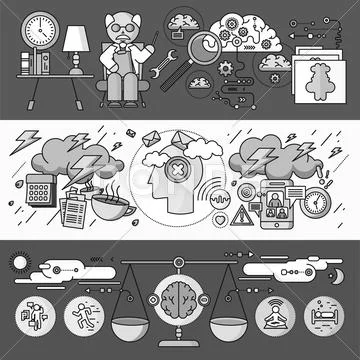 Diagnosis of Brain Psychology Flat Design Stock Illustration