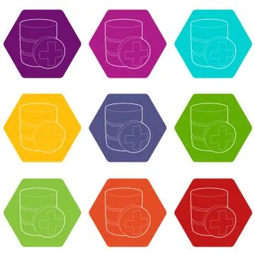 Diagnosis database icons set 9 vector Stock Illustration