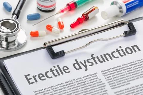 The diagnosis Erectile dysfunction written on a clipboard Stock Photos