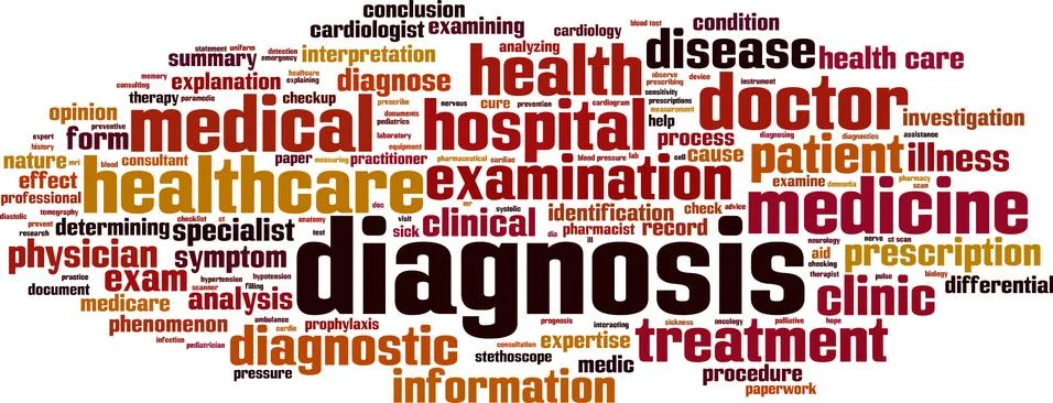 Diagnosis word cloud Stock Illustration