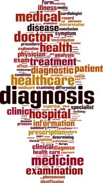 Diagnosis word cloud Stock Illustration