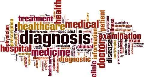Diagnosis word cloud Stock Illustration