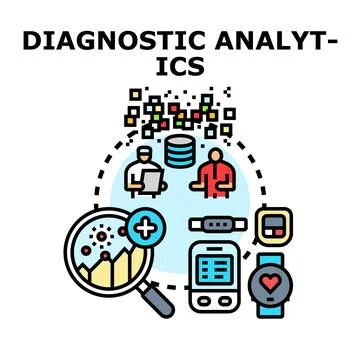 Diagnostic analytics gathering and analyzing health data Ilustración de archivo