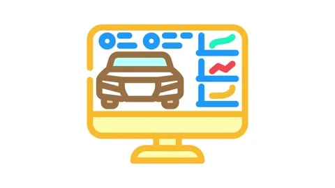 Diagnostic computer car mechanic color icon animation Stock Footage 327267148