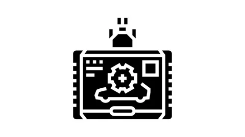 Diagnostic computer car mechanic glyph icon animation Stock Footage 326153439
