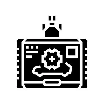 Diagnostic computer car mechanic glyph icon vector illustration Illustrazione stock