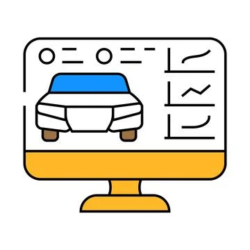 Diagnostic computer car mechanic icon color illustration 스톡 일러스트