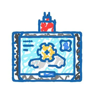 Diagnostic computer car mechanic icon doodle illustration 스톡 일러스트