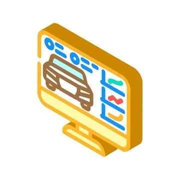 Diagnostic computer car mechanic isometric icon vector illustration Illustrazione stock