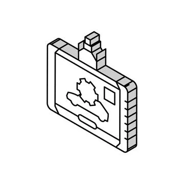 Diagnostic computer car mechanic isometric icon vector illustration Stock Illustration