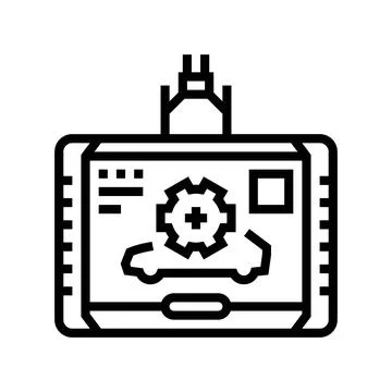 Diagnostic computer car mechanic line icon vector illustration 스톡 일러스트