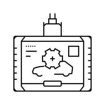 Diagnostic computer car mechanic line icon vector illustration 스톡 일러스트