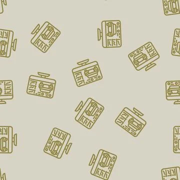 Diagnostic computer car mechanic line vector seamless pattern 스톡 일러스트