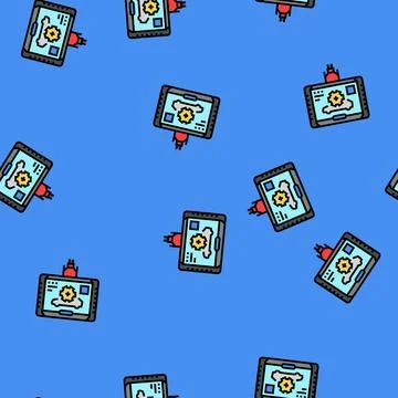 Diagnostic computer car mechanic vector seamless pattern Illustrazione stock