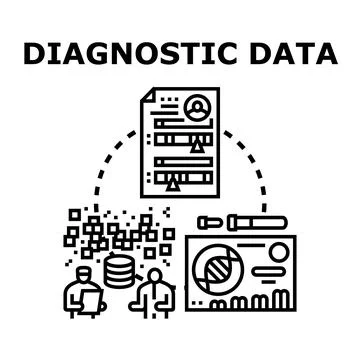 Diagnostic data analyzing medical patient information vector Stock Illustration