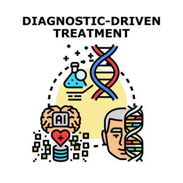 Diagnostic driven treatment process combining ai and genomic analysis Stockillustratie