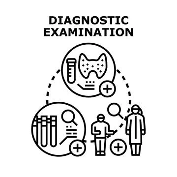 Diagnostic examination process with medical tests and analysis Stock Illustration