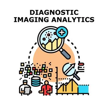Diagnostic imaging analytics concept analyzing medical data Illustrazione stock