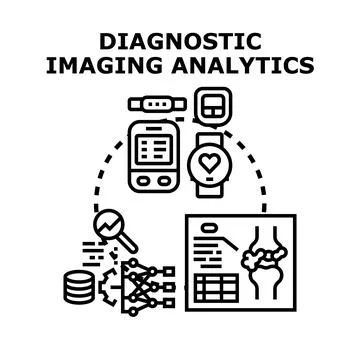 Diagnostic imaging analytics concept analyzing medical data Stock Illustration