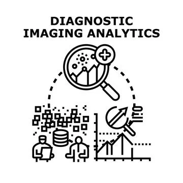 Diagnostic imaging analytics concept analyzing medical data Stock Illustration