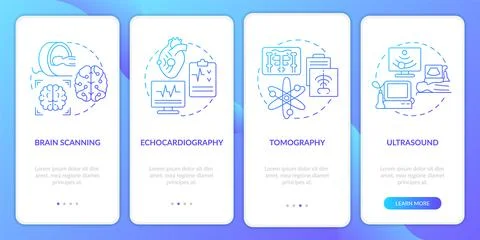 Diagnostic imaging blue gradient onboarding mobile app screen Stock Illustration