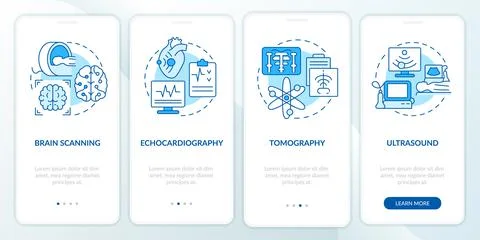 Diagnostic imaging blue onboarding mobile app screen Stock Illustration