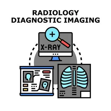 Diagnostic imaging radiology scanning process concept vector 库存插图