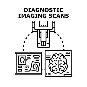Diagnostic imaging scans detecting human body illness Stock Illustration