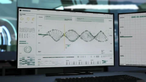 Diagnostic laboratory. Computer screen. DNA analysis with bioinformatic program 스톡 동영상 150901471