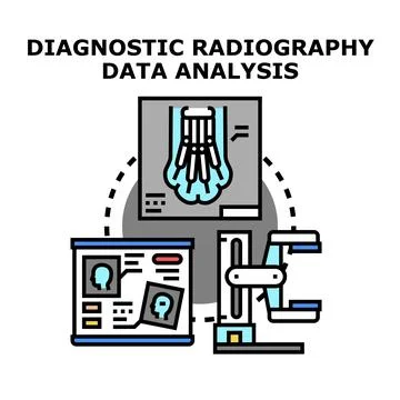 Diagnostic radiography data analysis collecting medical information Stock Illustration