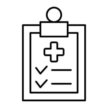 Diagnostic report thin line icon. Medical clipboard vector illustration isolated Stock Illustration