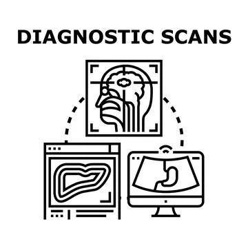 Diagnostic scans finding medical issues and health problems Stock Illustration