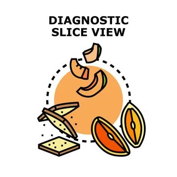 Diagnostic slice view representing various food cuts Stock Illustration