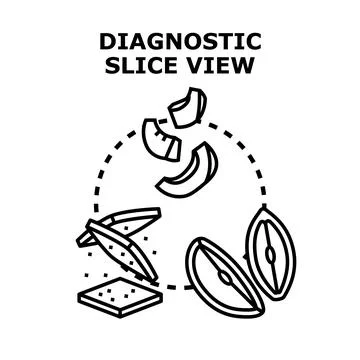 Diagnostic slice view representing various food cuts Stock Illustration