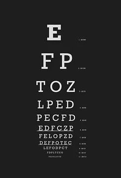 Diagnostic table for checking visual acuity. Stock Photos