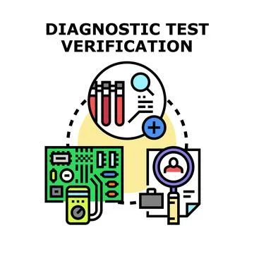 Diagnostic test verification process in medical and technical fields 库存插图