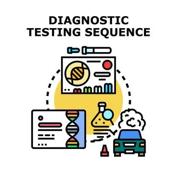 Diagnostic testing sequence analyzing health and vehicle conditions Stock Illustration