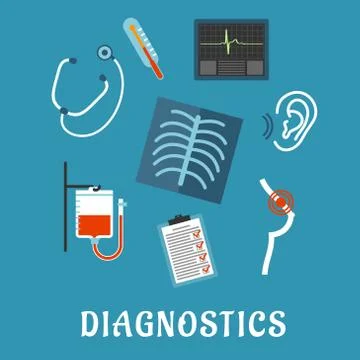 Diagnostics and medical test flat icons Illustrazione stock