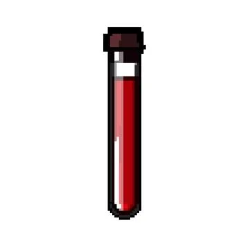 Diagnostics blood test vial pixel art vector illustration Stock Illustration
