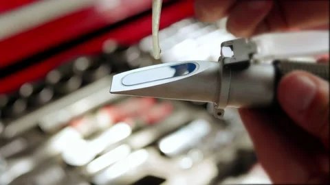 Diagnostics of the car coolant in a car workshop Stock Footage 158507104