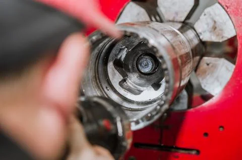 Diagnostics of the quality of the pipe for drilling Stock-Fotos